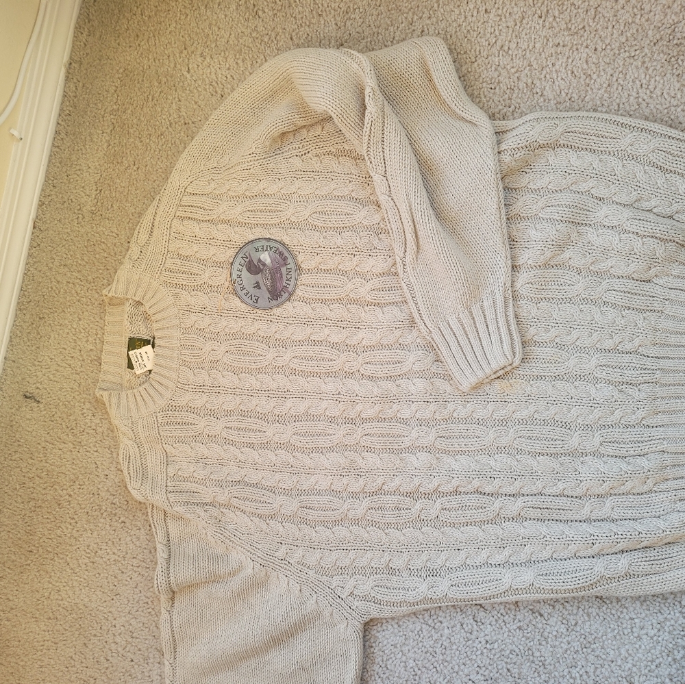 Vintage New men's Evergreen 60% linen and %40 cotton sweater
